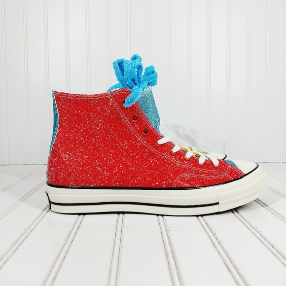 Converse Red Glitter High-Top Sneakers - Picture 5 of 12